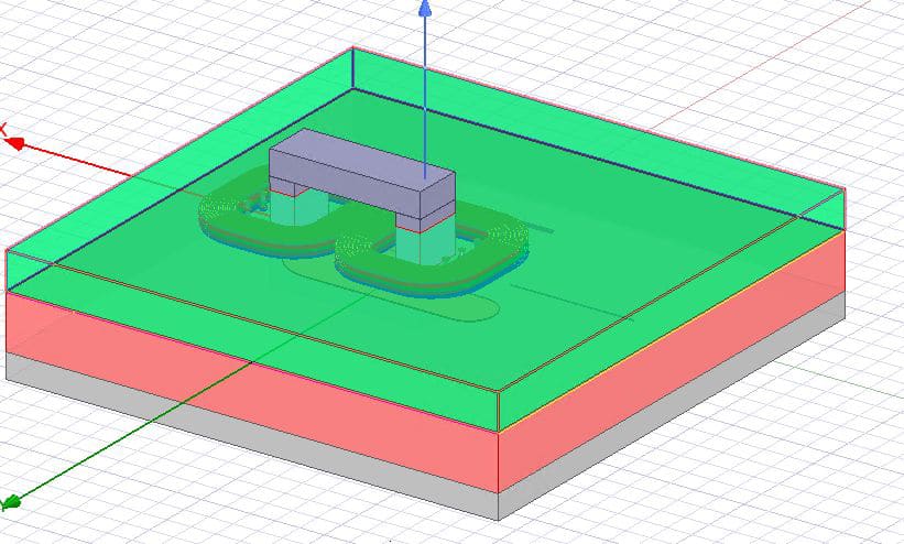 The integrated stack, modelled for thermal analysis.